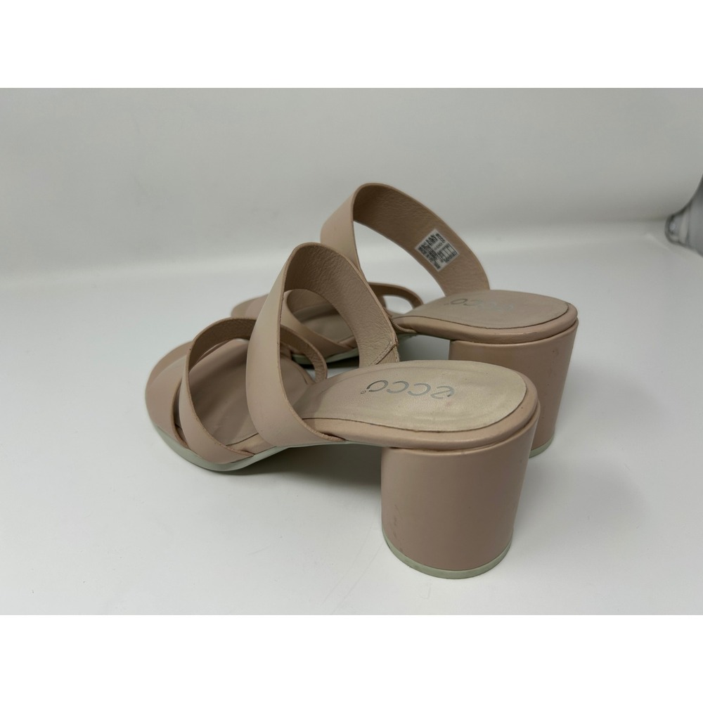 ECCO Shape 35 Women Block Sandal Nude Beige Leather Multi Strap Slide EU 40 US 9 - Picture 6 of 9